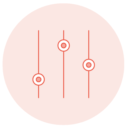 An icon of a device control panel in a gradient of orange