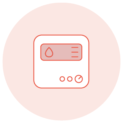 An icon in white and orange of our wunda smart thermostat